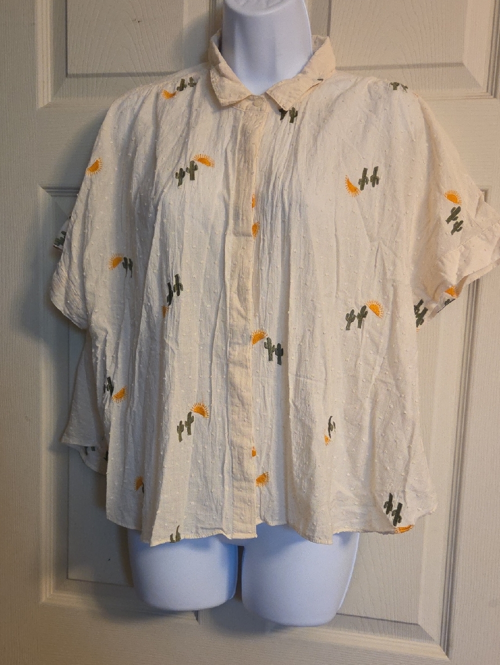 Madewell Cactus Embroidered Hilltop Shirt XL